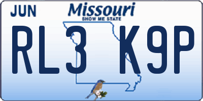 MO license plate RL3K9P
