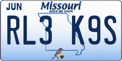 MO license plate RL3K9S