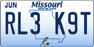 MO license plate RL3K9T