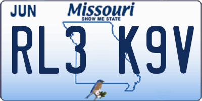 MO license plate RL3K9V