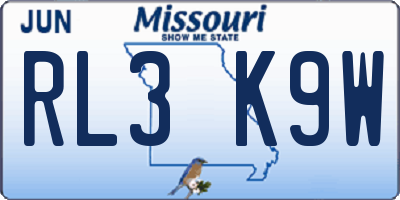 MO license plate RL3K9W