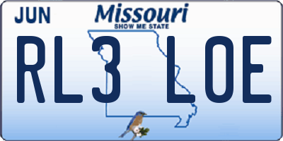 MO license plate RL3L0E
