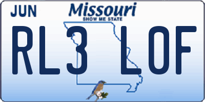 MO license plate RL3L0F