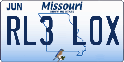 MO license plate RL3L0X