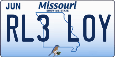 MO license plate RL3L0Y