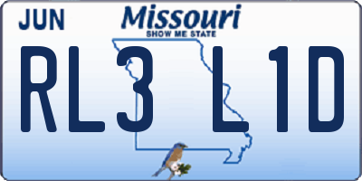 MO license plate RL3L1D