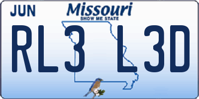 MO license plate RL3L3D