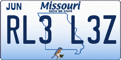 MO license plate RL3L3Z