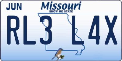 MO license plate RL3L4X