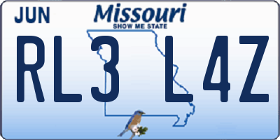 MO license plate RL3L4Z
