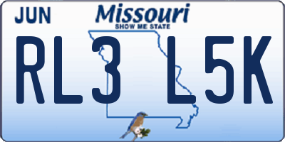 MO license plate RL3L5K