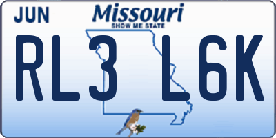 MO license plate RL3L6K