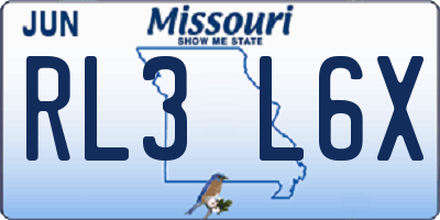 MO license plate RL3L6X