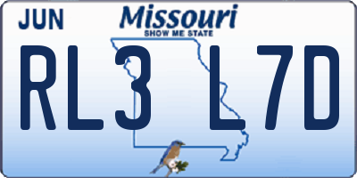MO license plate RL3L7D