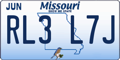 MO license plate RL3L7J