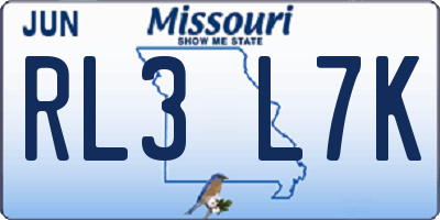 MO license plate RL3L7K