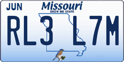 MO license plate RL3L7M