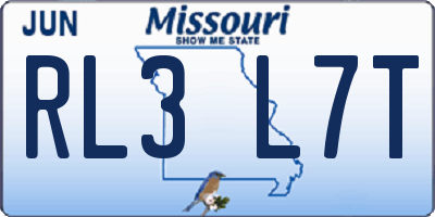 MO license plate RL3L7T