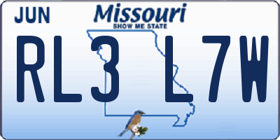 MO license plate RL3L7W