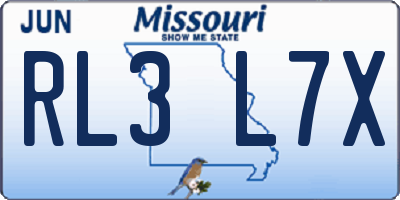 MO license plate RL3L7X