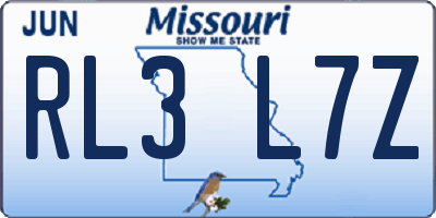 MO license plate RL3L7Z