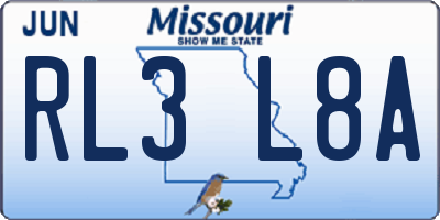 MO license plate RL3L8A
