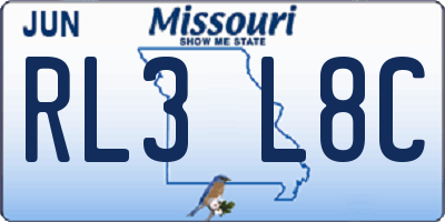 MO license plate RL3L8C