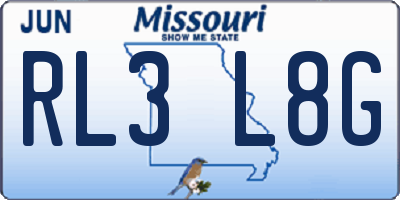 MO license plate RL3L8G