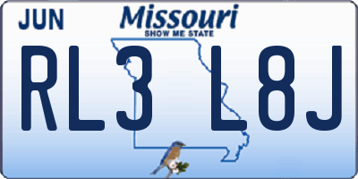 MO license plate RL3L8J