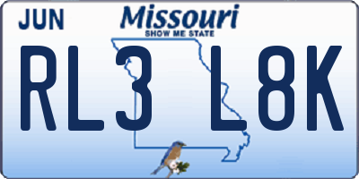 MO license plate RL3L8K