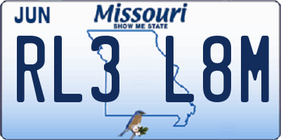MO license plate RL3L8M