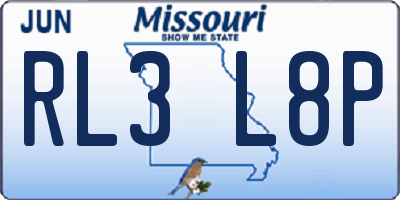 MO license plate RL3L8P