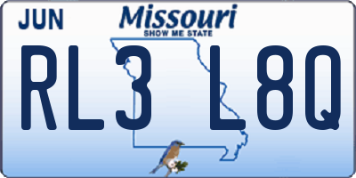 MO license plate RL3L8Q