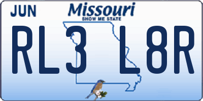 MO license plate RL3L8R