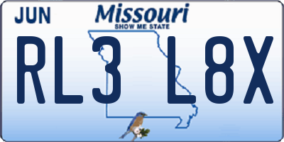 MO license plate RL3L8X