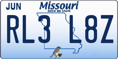 MO license plate RL3L8Z