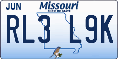MO license plate RL3L9K