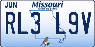 MO license plate RL3L9V