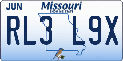 MO license plate RL3L9X