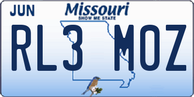 MO license plate RL3M0Z