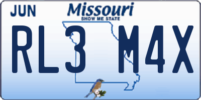 MO license plate RL3M4X