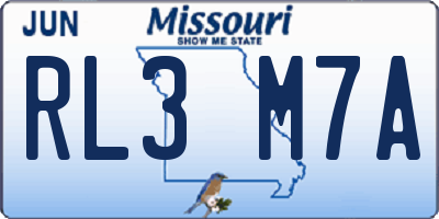 MO license plate RL3M7A