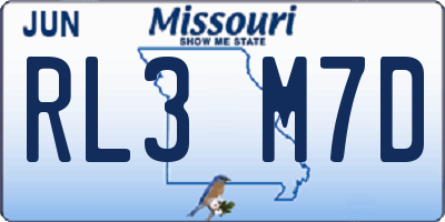 MO license plate RL3M7D
