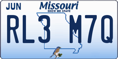 MO license plate RL3M7Q