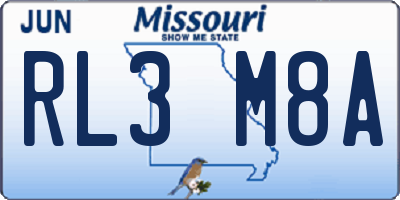 MO license plate RL3M8A