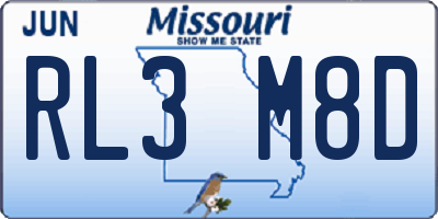 MO license plate RL3M8D