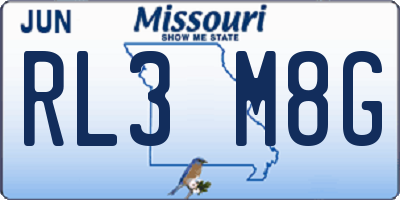 MO license plate RL3M8G
