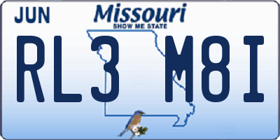 MO license plate RL3M8I