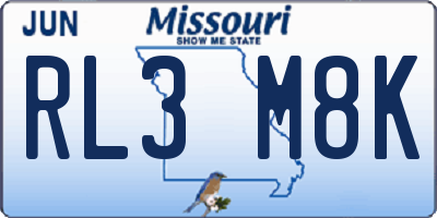MO license plate RL3M8K