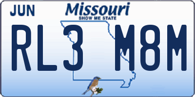 MO license plate RL3M8M